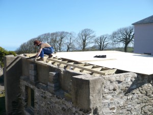 Tom laying new roof